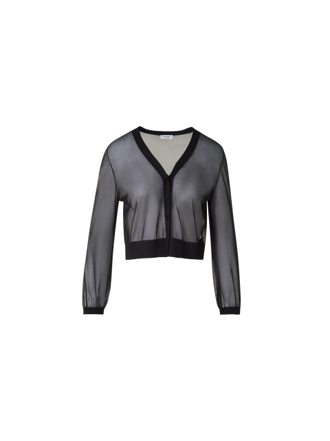 Transparenter Cardigan mit Volumenärmeln