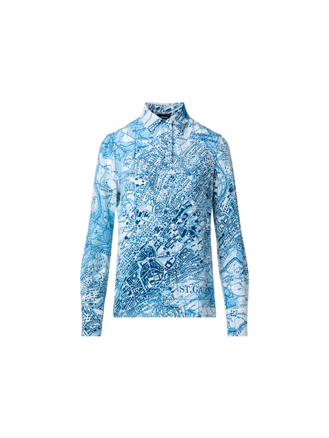 Seidenbluse mit St. Gallen Map Druck