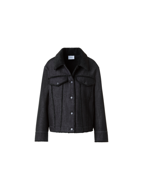 Oversized Denim Jacke & Lammfellimitat Kragen