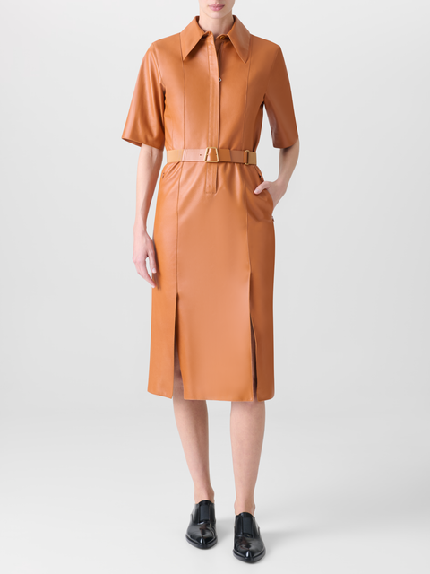 Kurzarm-Hemdkleid aus Leder