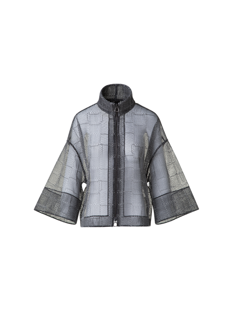 Boxy Jacke mit quadratischer Tüll-Stickerei