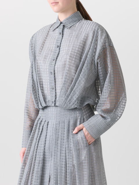 Semi-Transparente Bluse mit plissierter Taille