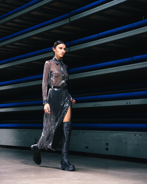 Midirock mit allover Pailletten in A-Linie