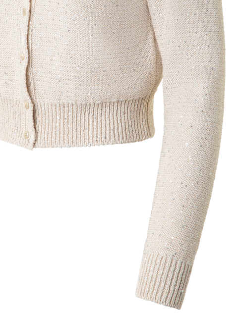 Leinen-Baumwoll-Cardigan mit Micro-Pailletten