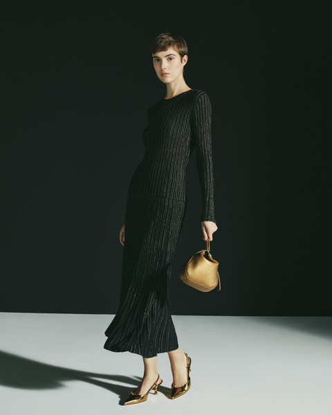 Woll-Seiden-Pullover mit Lurex-Streifen