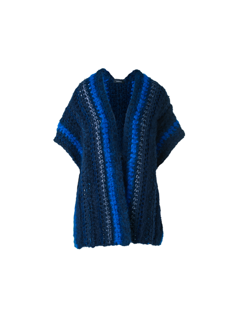 Grob gehäkeltes Kaschmir Seiden Streifen Gilet