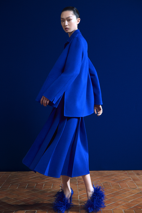 Plissierter Wollflanell Doubleface Midirock