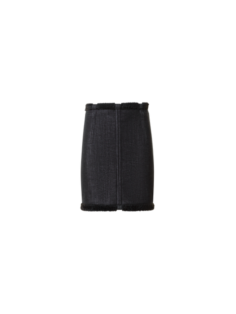 Baumwoll Denim & Fellimitat Minirock