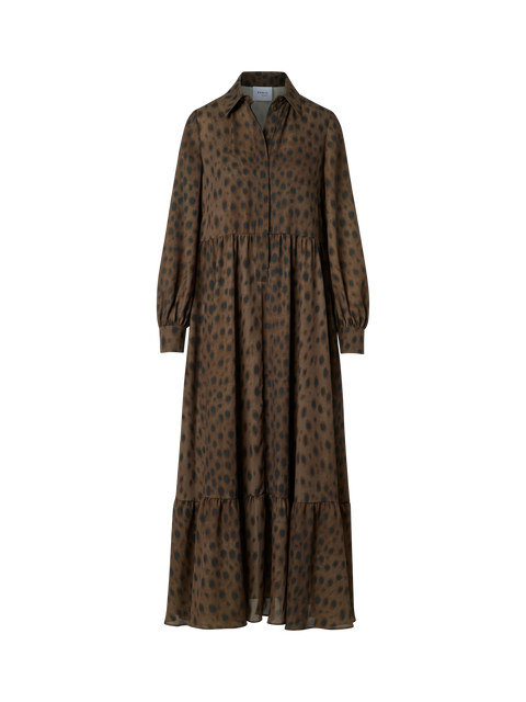 Boho Midi Hemdblusen Kleid im Leopard Print