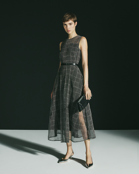 Fit and Flare Midikleid mit Tüll-Stickerei