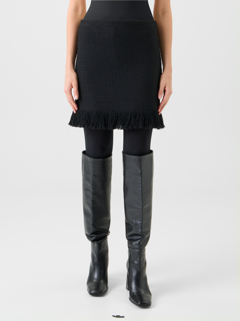 Tweed Bouclé Fransen Saum Minirock