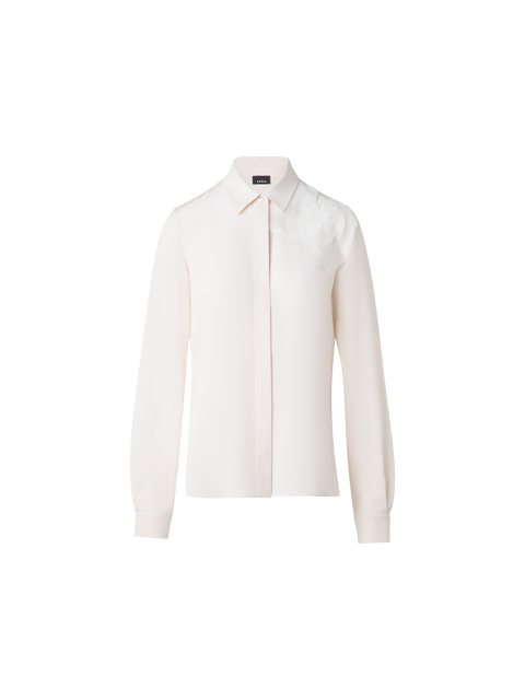 Seidenbluse mit 3D Organza-Anemone