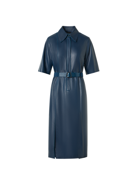 Kurzarm-Hemdkleid aus Leder