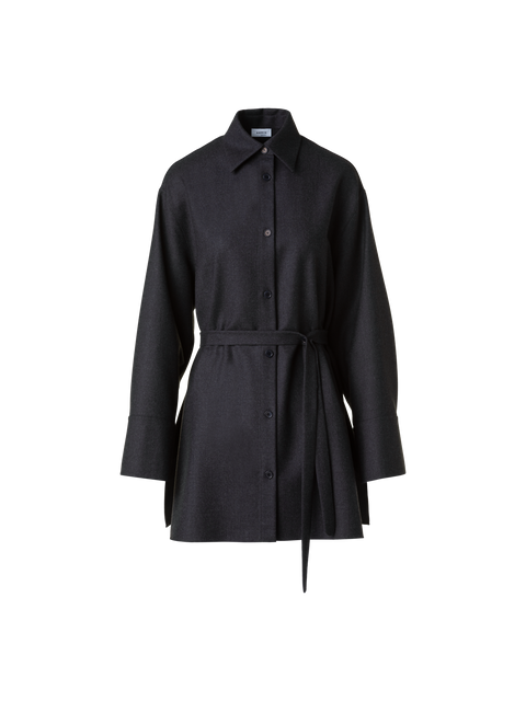 Oversized Wollflanell Tunika-Bluse