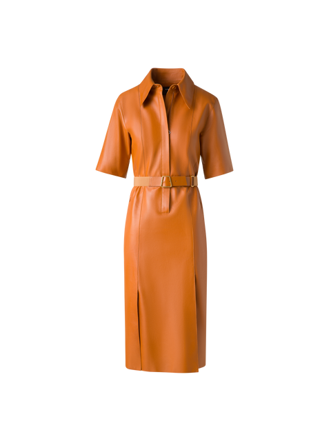 Kurzarm-Hemdkleid aus Leder