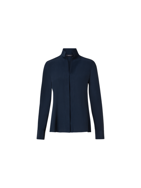Seidenbluse mit Stehkragen