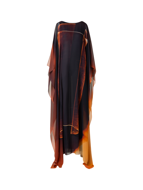 Kaftan-Seidenkleid mit Tube Druck