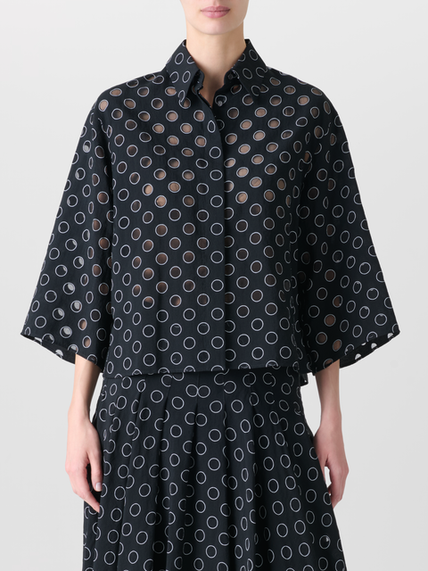Kurze Bluse mit transparenten Polka Dots