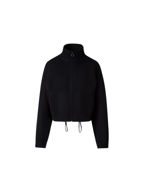 Kurze Kaschmir-Piqué-Strickjacke