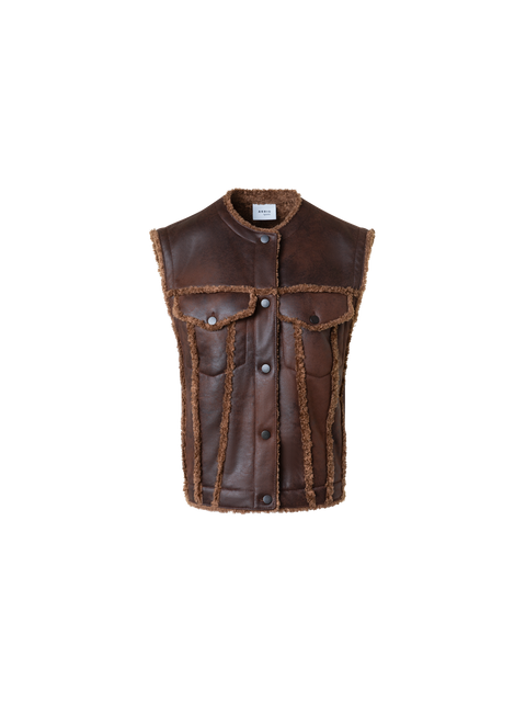 Oversized Lammfellimitat Biker Gilet