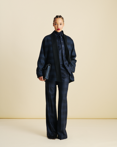 Weite Wollflanellhose im Karomuster