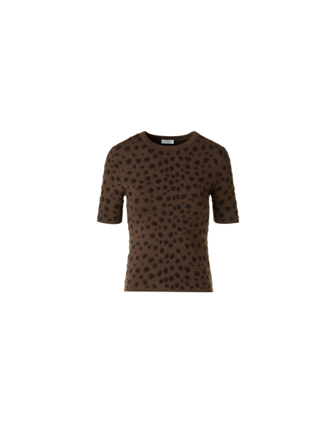 Tailliertes Wolle Stricktop im Leopard Jacquard