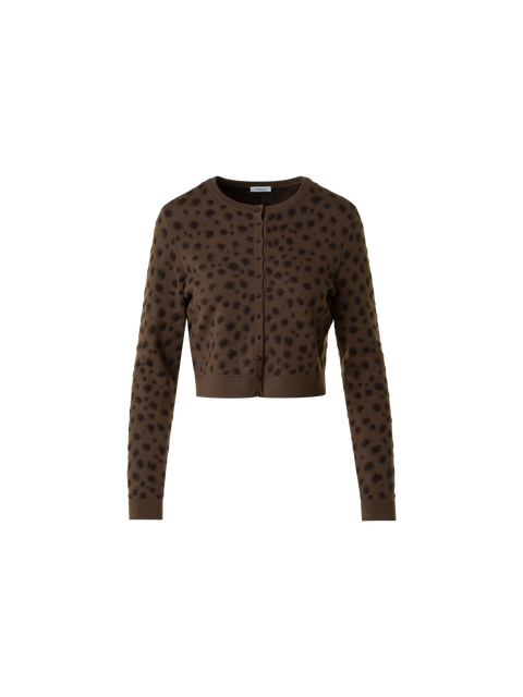 Kurzer Strickcardigan im Leopard Jacquard