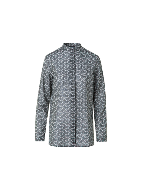 Baumwoll-Tunika-Bluse mit Mini Anemone Druck