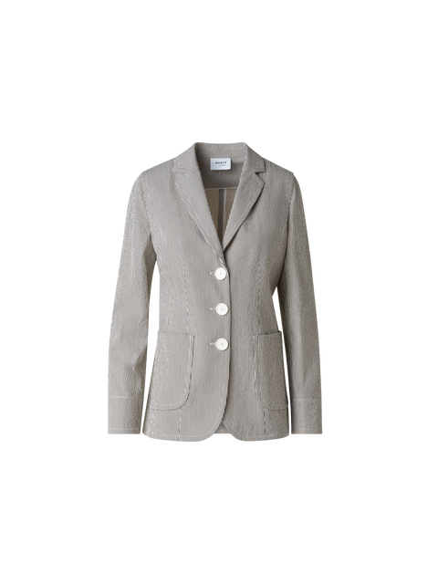 Einreihiger Blazer aus Baumwoll-Seersucker