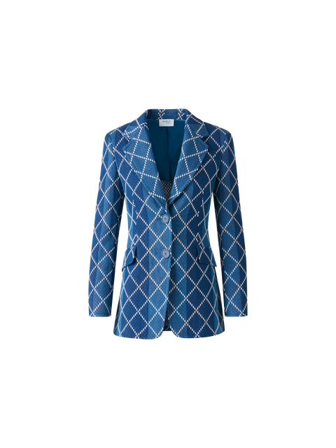 Langer Baumwoll-Blazer mit Diamant-Jacquard