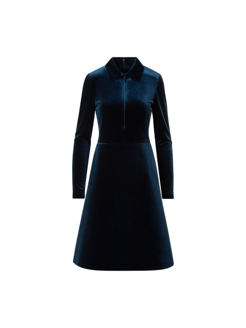 Kurzes Samt Neopren A-Linien Kleid