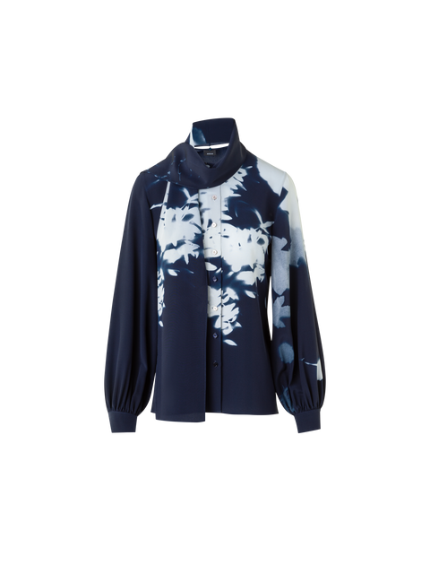 Seidenbluse mit Schleife im Wildflower Print