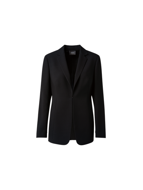 Woll-Doubleface-Blazer mit Leder-Kragen