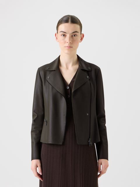 Kurze Taillierte Leder Biker Jacke