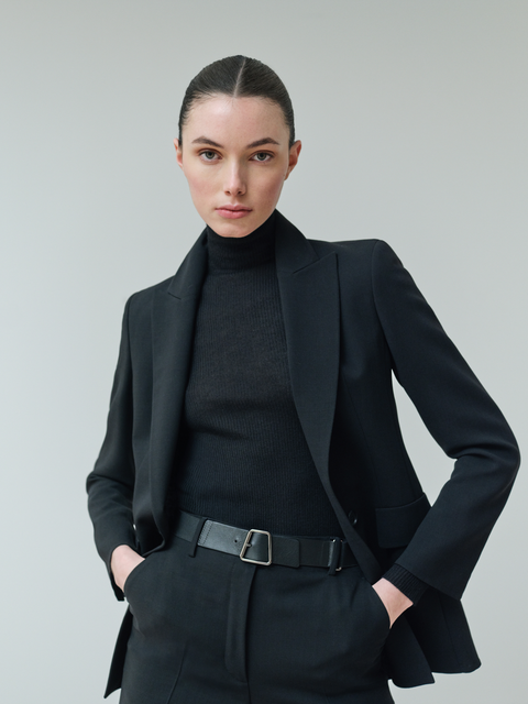 Langer Blazer aus Woll-Doubleface