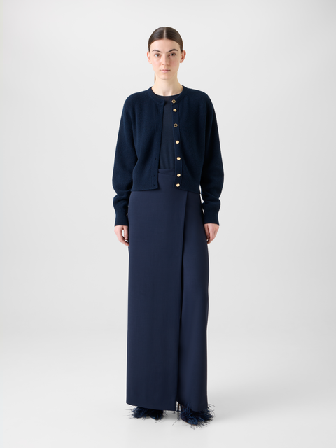 Kaschmir Rippenstrick Cardigan mit Goldknöpfen