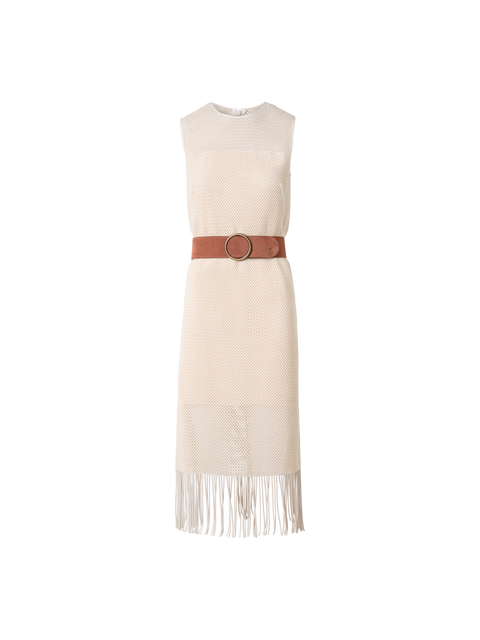 Midi-Netz-Strickkleid mit Fransen
