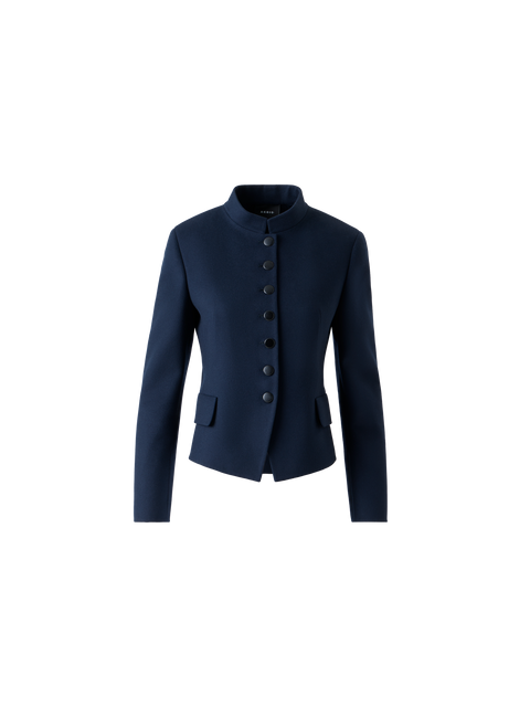 Kurze Taillierte Wollflanell Doubleface Jacke