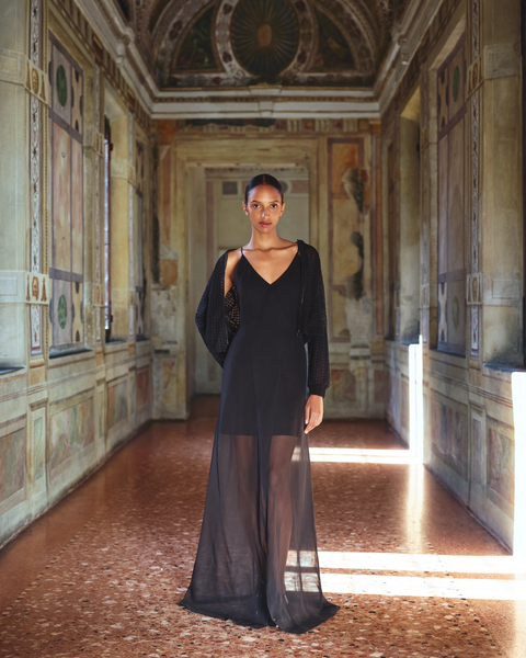 Doppellagiges Abendkleid aus Seide