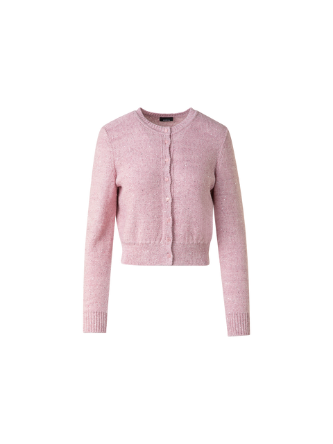 Leinen-Baumwoll-Cardigan mit Micro-Pailletten