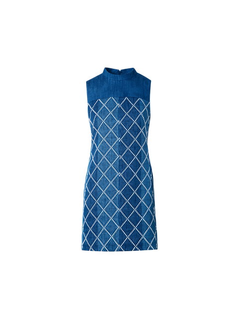 Mini-Baumwoll-Etuikleid mit Diamant-Jacquard