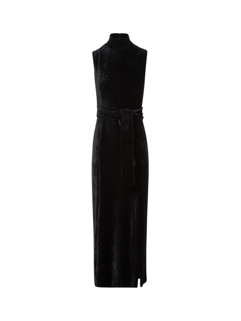 Langes Samt Sehkragen Kleid mit Schlitz