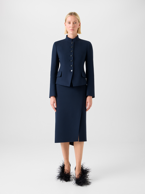 Kurze Taillierte Wollflanell Doubleface Jacke