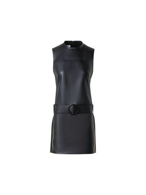 Imitat Leder Front Mini Dress mit Gürtel
