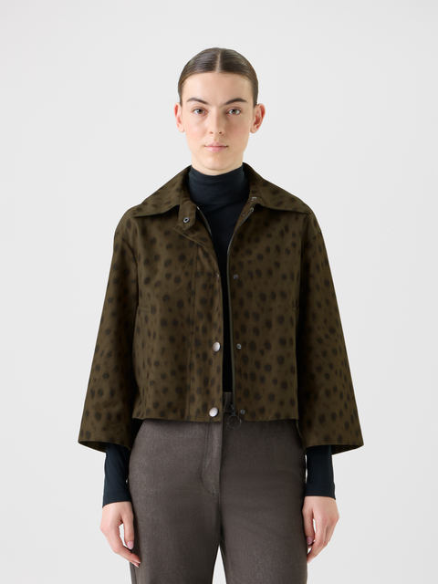 Kurzer Techno Parka im Leopard Print