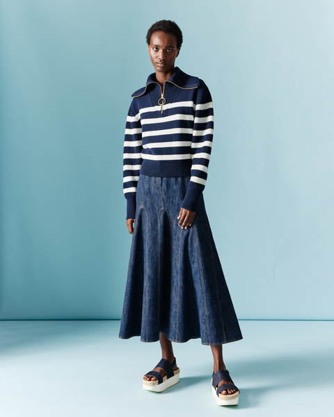 Gestreifter Pullover mit Matrosen-Kragen
