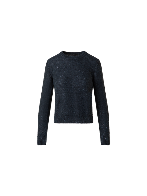 Leinen-Baumwoll-Pullover mit Mikro-Pailletten
