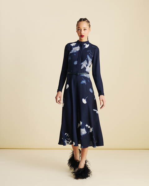 Midi Hemd-Kleid in Wildflower Print mit Gürtel