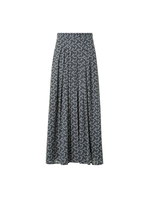 Baumwoll-Midirock mit Mini Anemone Druck