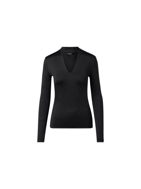 Shirt mit V-Kragen aus Seiden-Stretch-Jersey